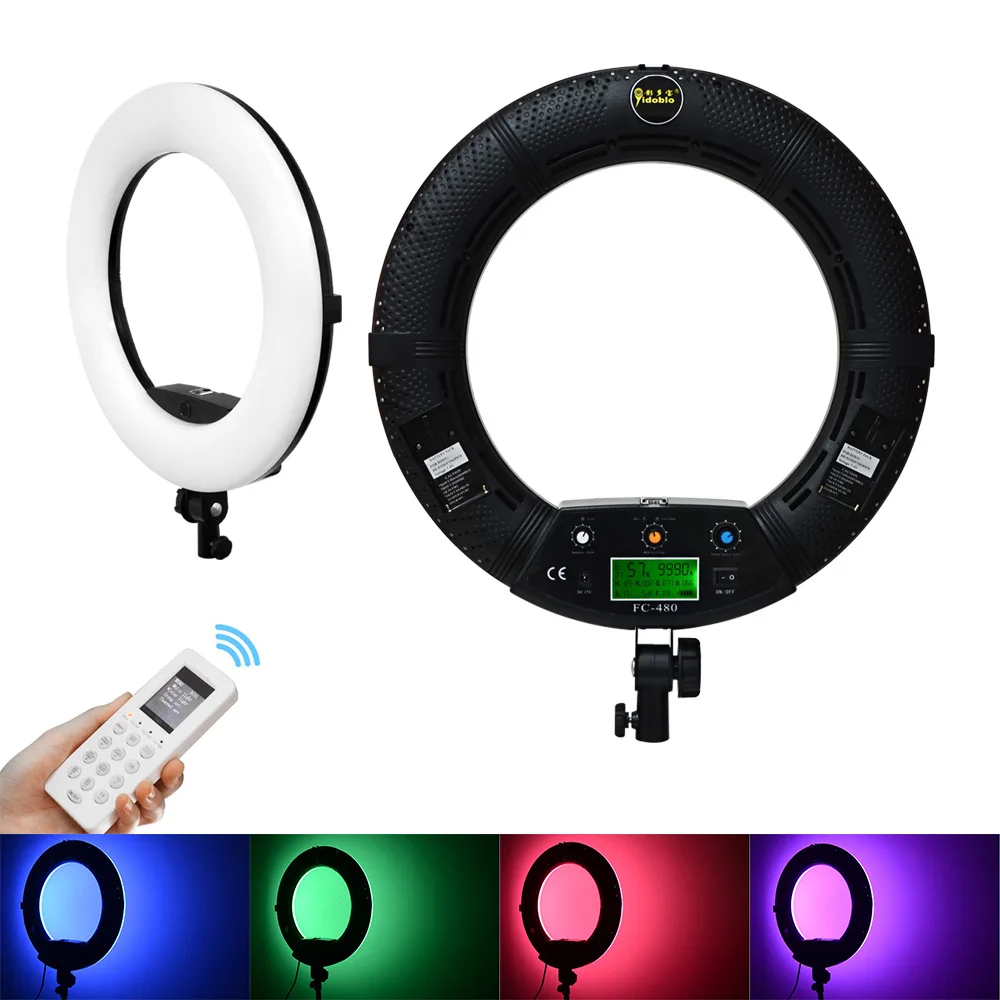 Professional RGB Ring Light 45cm Ring Lamp Kit with Tripod 2700K-9990K Yidoblo FC-480 18inch 96W RGB Video Lights Photo Studio