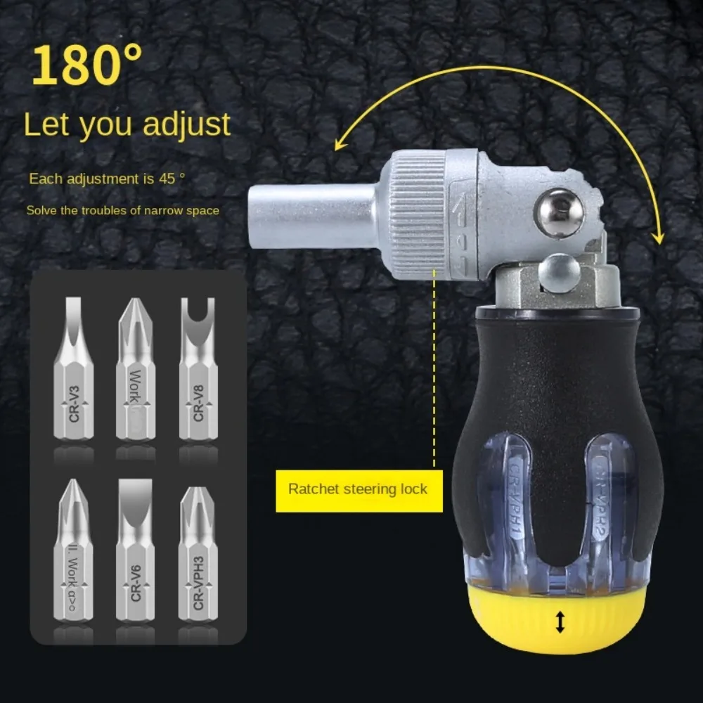 Jeu de tournevis à cliquet en acier au vanadium Dnomium, kit de tournevis de réparation à angle réglable, kit d'outils de réparation d'embouts