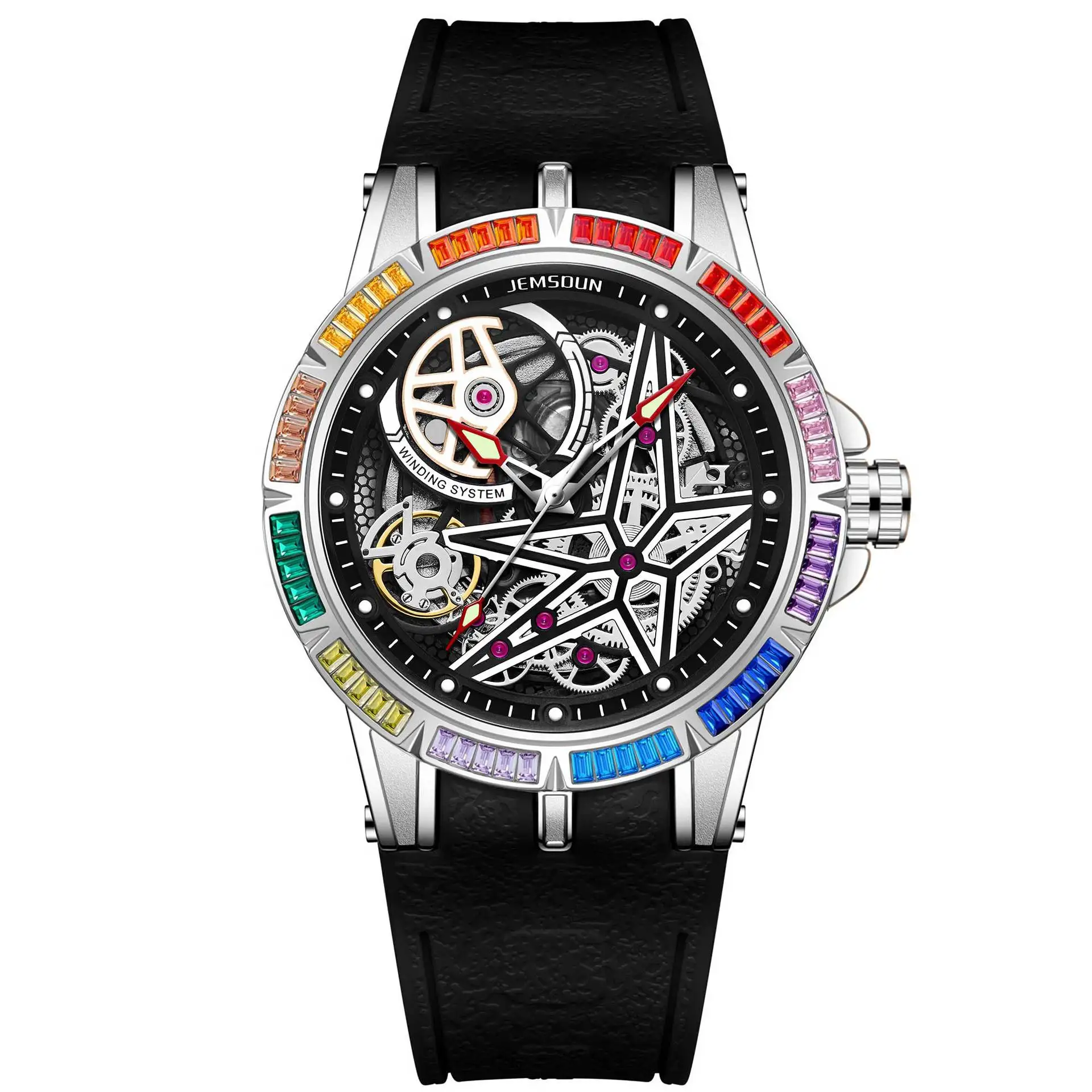 

Новые модные спортивные мужские часы Rainbow Diamond Circle, светящиеся водонепроницаемые мужские часы