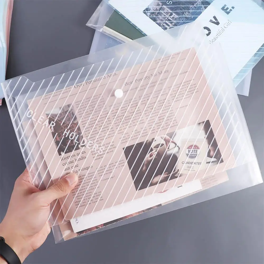 Office Tools Thickened Button Closure Large-capacity Stationery File Bag Information Pocket Storage Bag Classification Folder