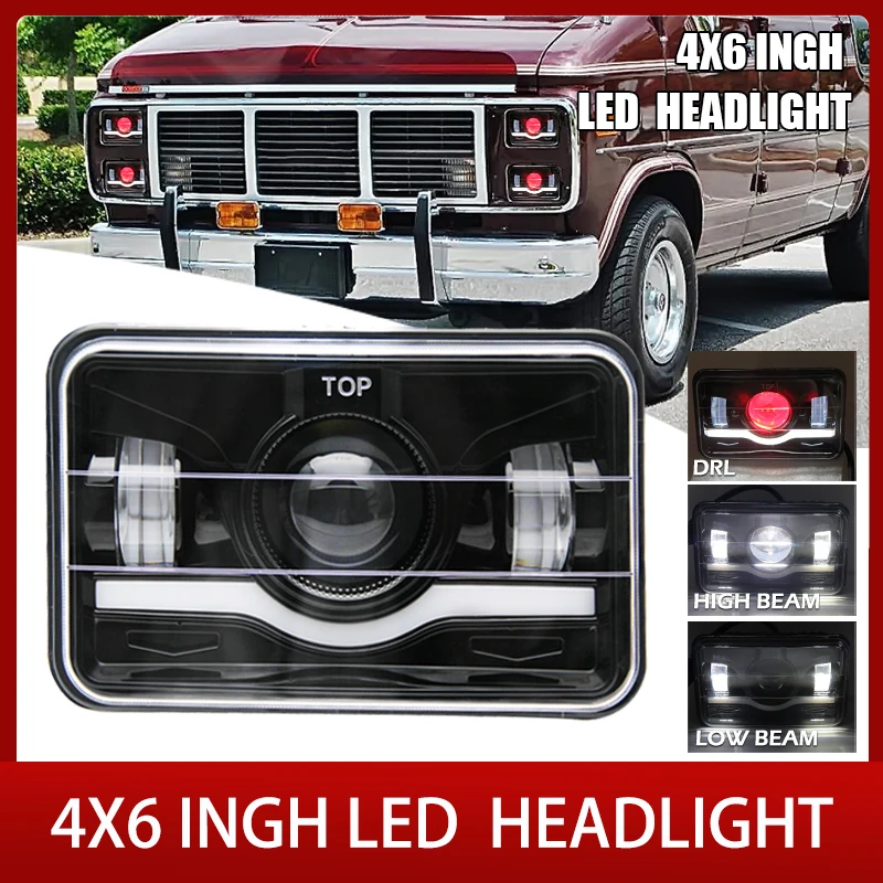

UNISHINE Прямоугольная светодиодная фара 4X6 3500K 6500K Hi Low Beam Angel Eye DRL DOT Spot Light для тележки Ford, грузовика, вилочного погрузчика 12 В 24 В