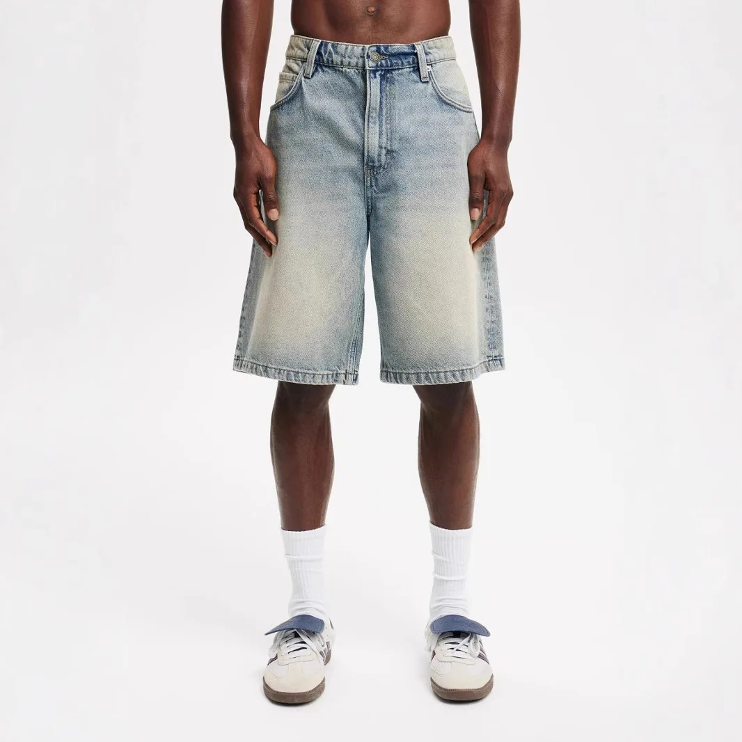 

Mid Waist Loose Fit Casual Men's Knee Length Denim Shorts Fashion Versatile Baggy Jean Shorts for Summer Daily Streetwear