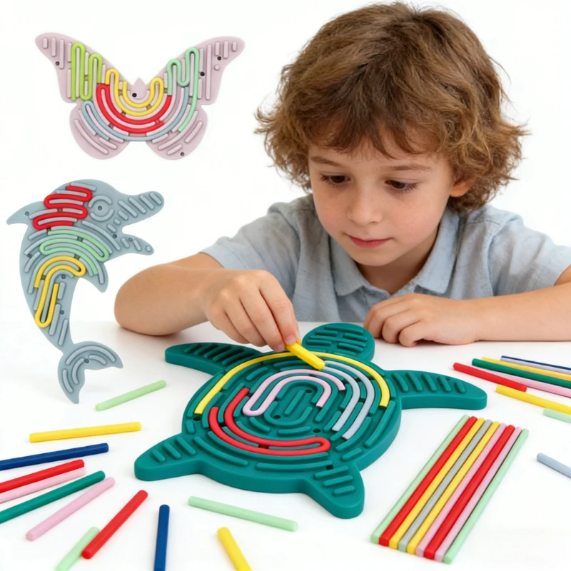 Silikonstab Reise-Fidget-Spielzeug Sensorisches Aktivitätsbrett für Kinder Beschäftigungsbrett zur Entspannung bei Angstzuständen ADHS Autismus Stressabbau Partygeschenk