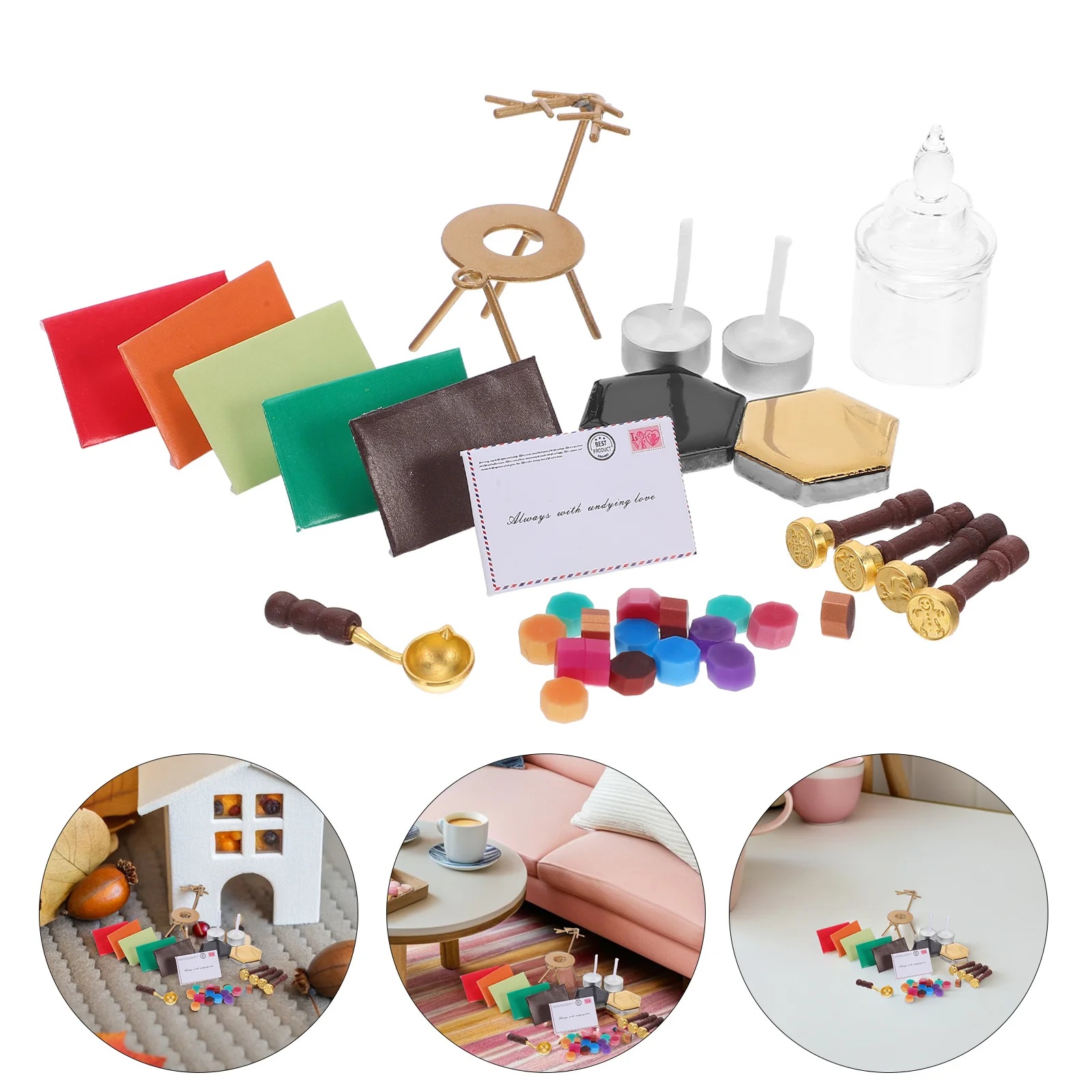 

1Set Miniature Wax Seal Stamp Set Christmas Theme Sealing for DIY Crafts Dollhouse Decor Accessories