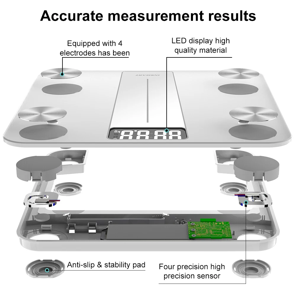 INSMART Bathroom Scale Body Weight Balance Scale Digital BMI Body Fat Weight Bluetooth Weight Scale for Human Smart Body Scale