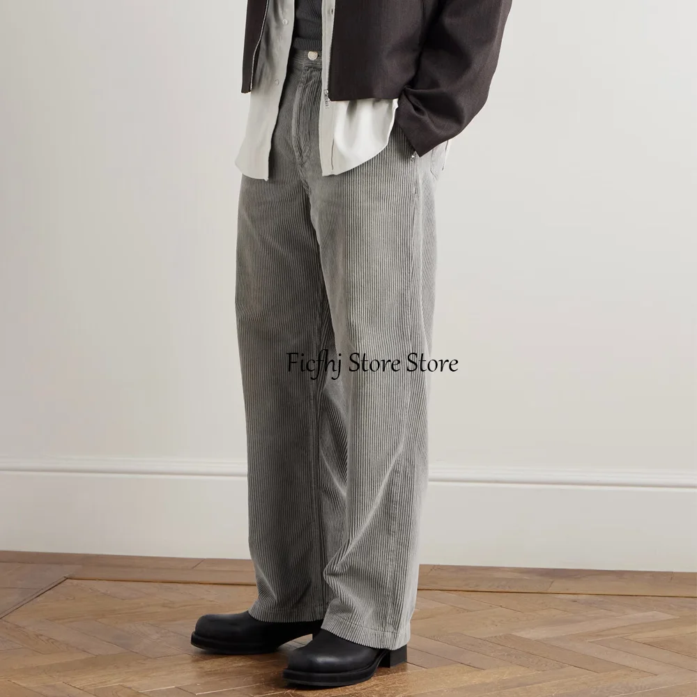 

Модные повседневные брюки для мужчин, брюки из вельветовой ткани, уличная одежда, мужские пошивные брюки, прямые рабочие брюки