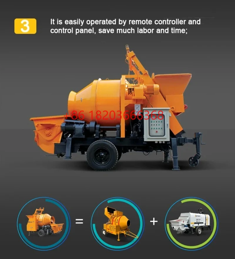 Customized Concrete Pumping Mixer Concrete Pump Machine Concrete Mixer Trailer For Sale