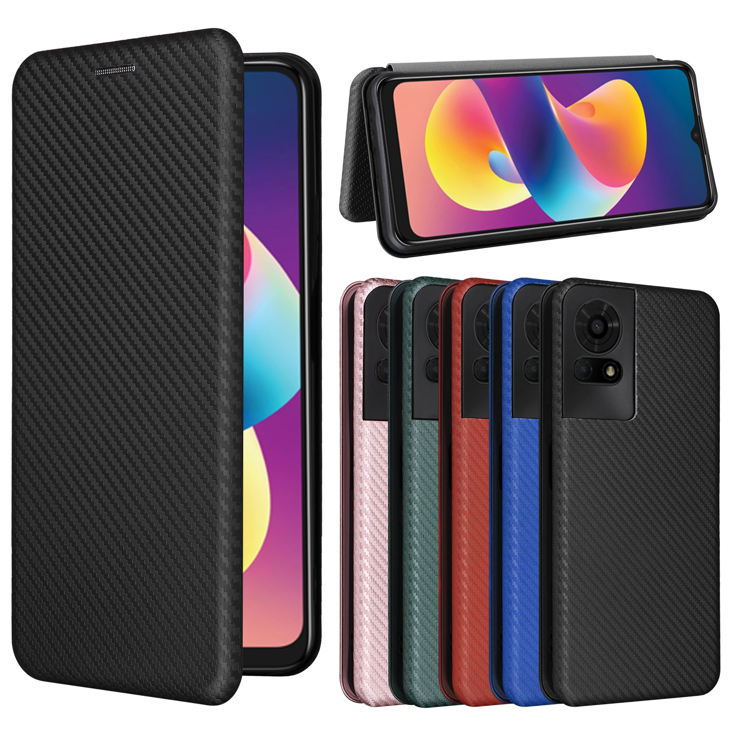 For TCL 50 LE 5G T510SPP New Luxury Carbon Fiber Skin Leather Case Book Magnet Flip Full Cover For TCL 50LE TCL50 LE Phone Bags