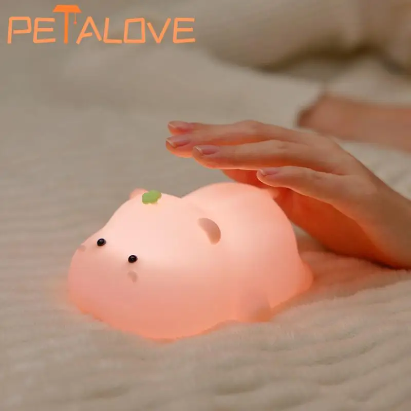 bebê silicone luz noturna luz suave proteção para os olhos q-versão design animal adorável presente de aniversário trabalho leitura companheiro