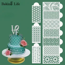 DIY Fondant Cake Stencil Stamps Stencils Embossing For Decorating Tool Plastic Spray Mold Cookies Chocolate Drawing Painting