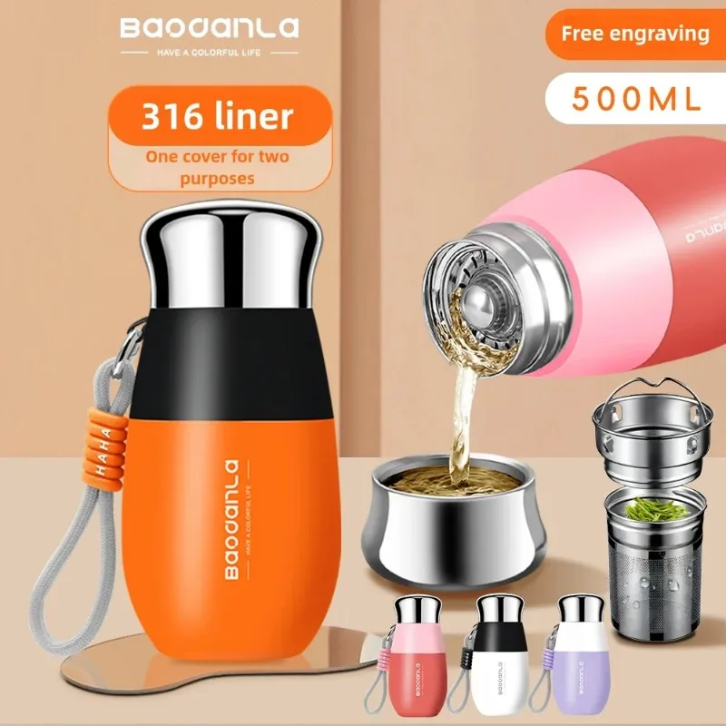 

500ml 316 Stainless Steel Office Thermos Mug Coffee Cup with Lid Vacuum Flasks Leakproof Thermosmug Beer Tea Cups Water Bottle