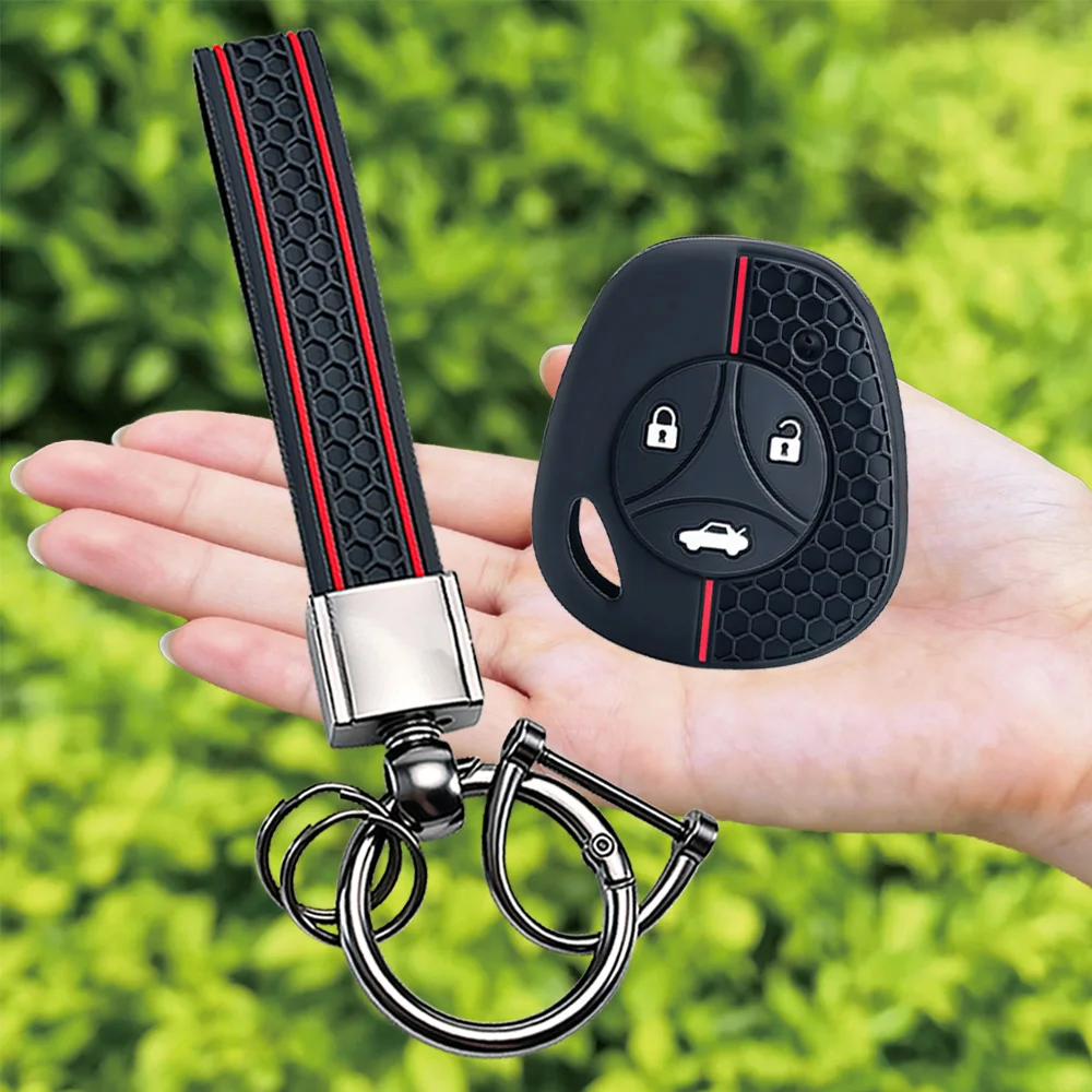 Keychain Silicone Rubber Car Key Cover Case Set For Lada Vesta Granta Priora Kalina 3 Button Remote Bey Holder