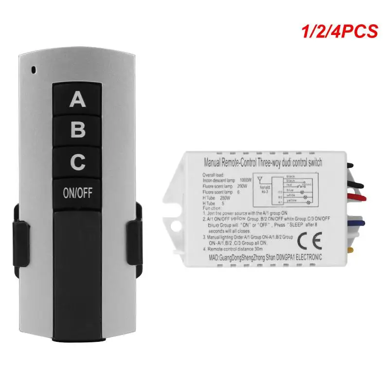 1/2/4PCS Channel ON/OFF 220V Wireless Remote Control Switch Receiver Transmitter for Lamp Light Electrical Equipments Drop Ship