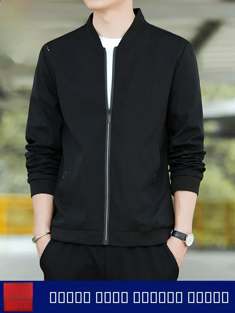 

Men's Fce Lined Baseball Jaet Casual Spor Sle Stand Collar Coat Stand Fit Long Sve Windproof Polyester Fiber