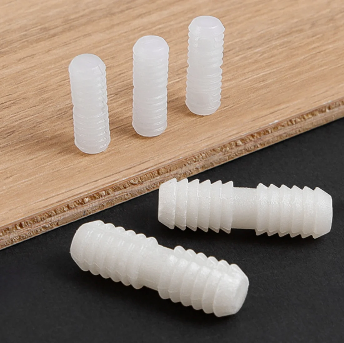 500Pcs Plastic Self Tightening Dowel Unglued Double Ended Cabinet Connector