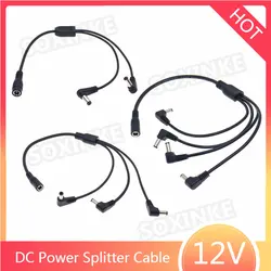 DC Power 1 Female to 2 / 3 / 4 Way Splitter Angle Adapter Connector Plug Cable 5.5*2.1mm 12V For CCTV Camera LED Strip Light