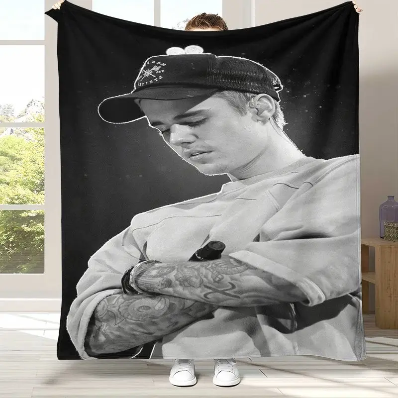 POP Star Justin Bieber Fans Gift Soft Flannel Throw Blanket,Cozy Blanket for Bed,Sofa,Living Room,Picnic,Camping,Home Decor,Gift