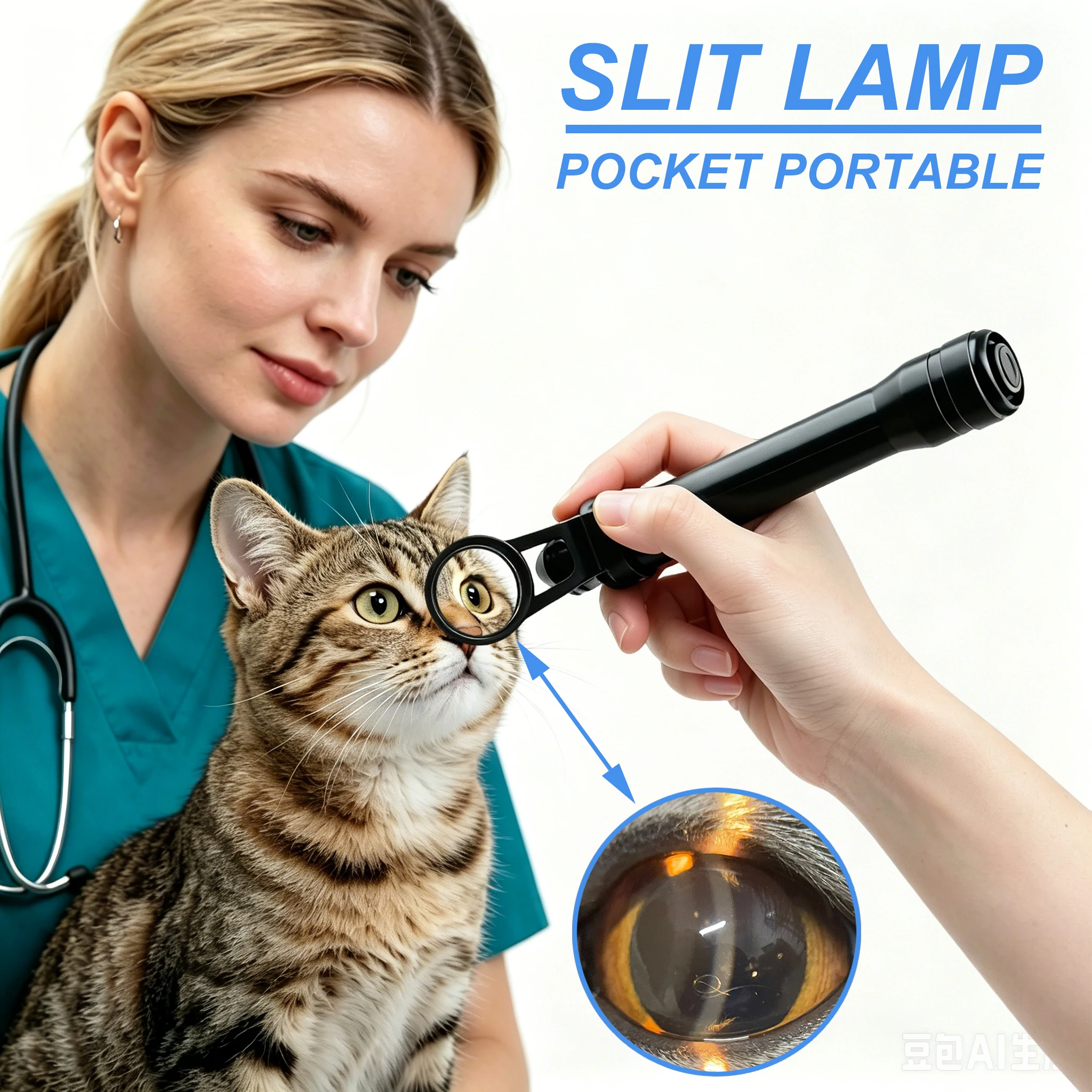 Pocket Por LED Slit  5X Magnifier Veterinary Pet Eye Check Vision Test Instrument For Outdoor