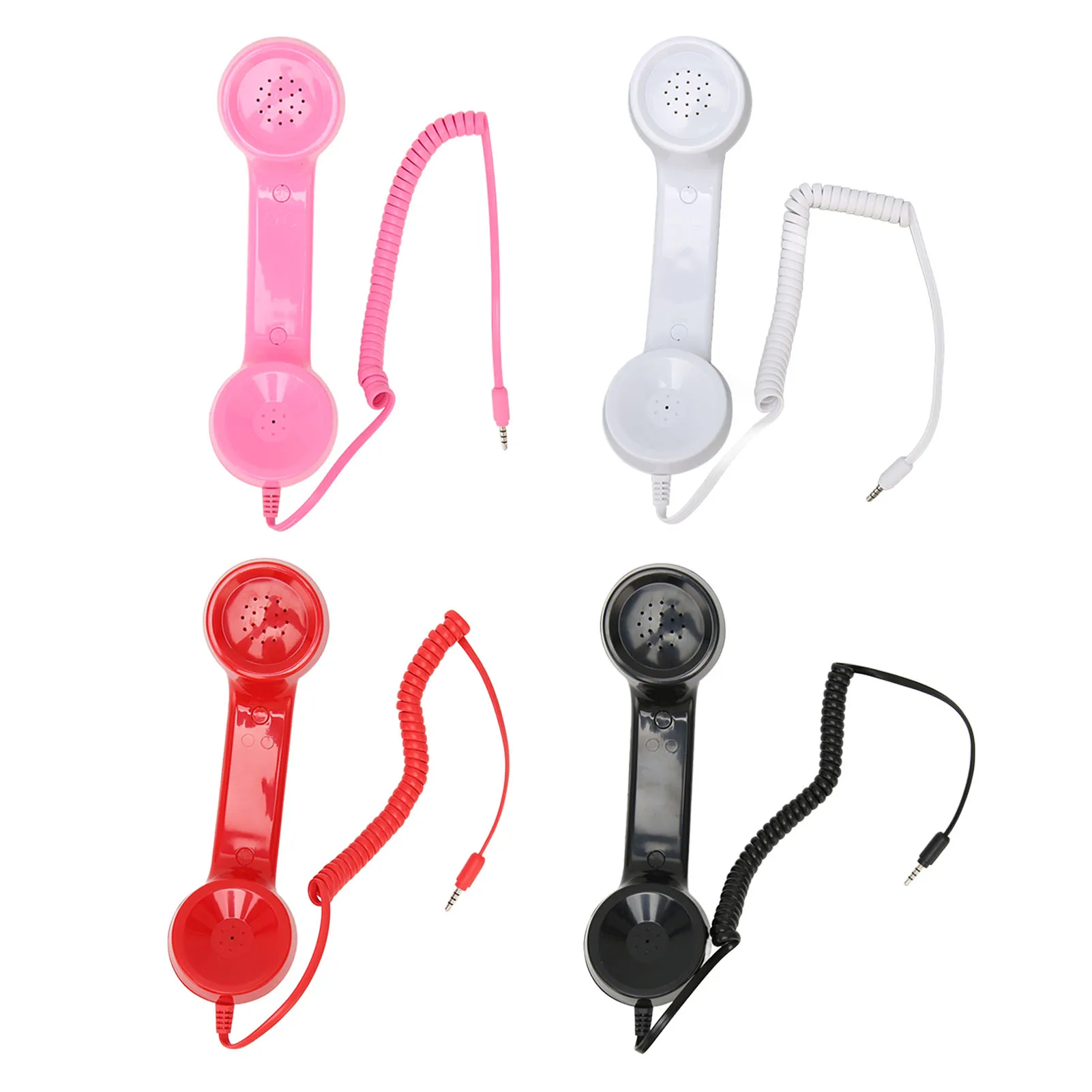 Handheld Cell Phone Receiver 3.5mm Headphone  Volume Control Radiation Proof Retro Phone Handset Clear Sound for Computers