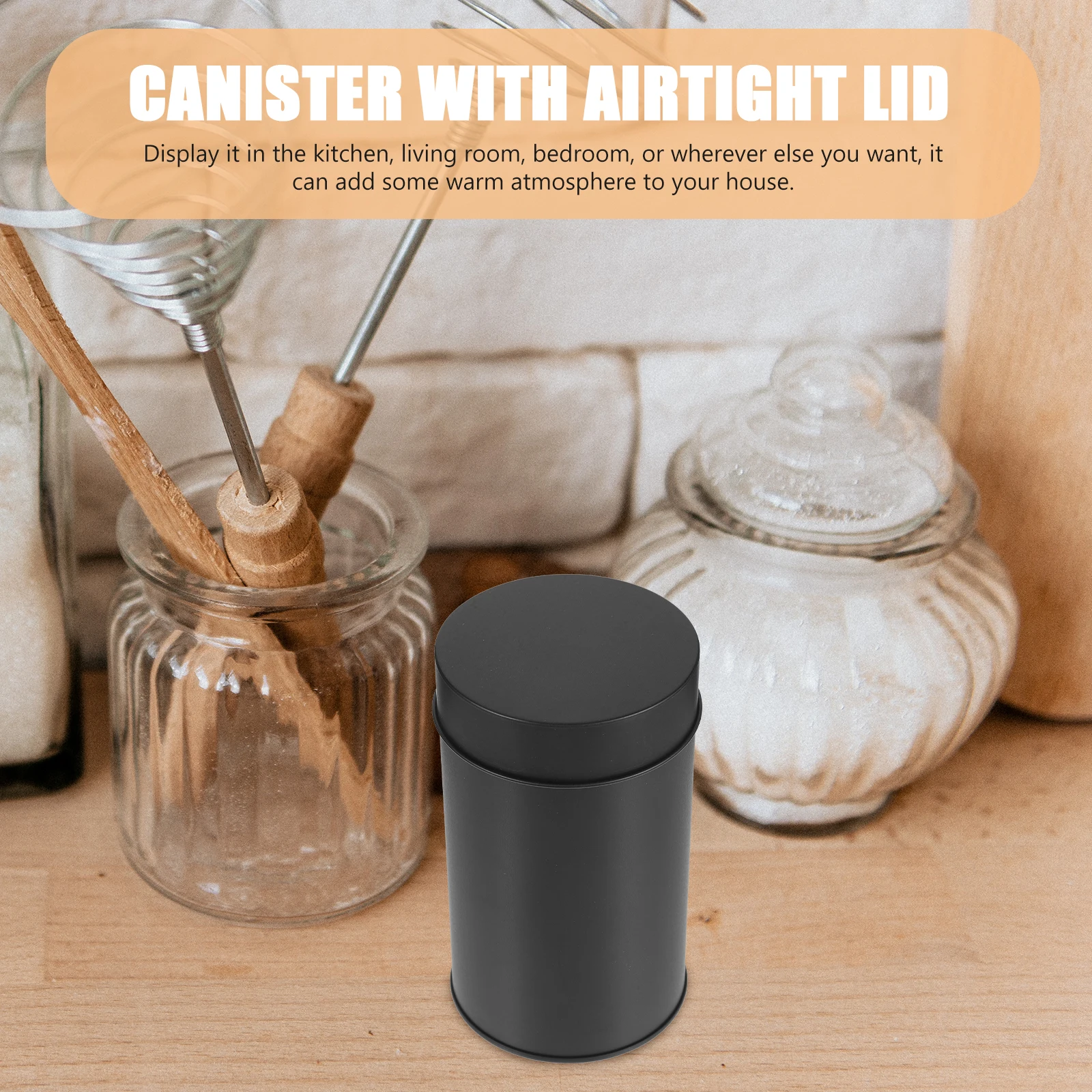 1 stücke Candy Jar Kanister Tee Blatt Kaffee Zucker Weißblech Lagerung 75x130mm Schwarz Weiß Luftdichten Behälter küche Schlafzimmer