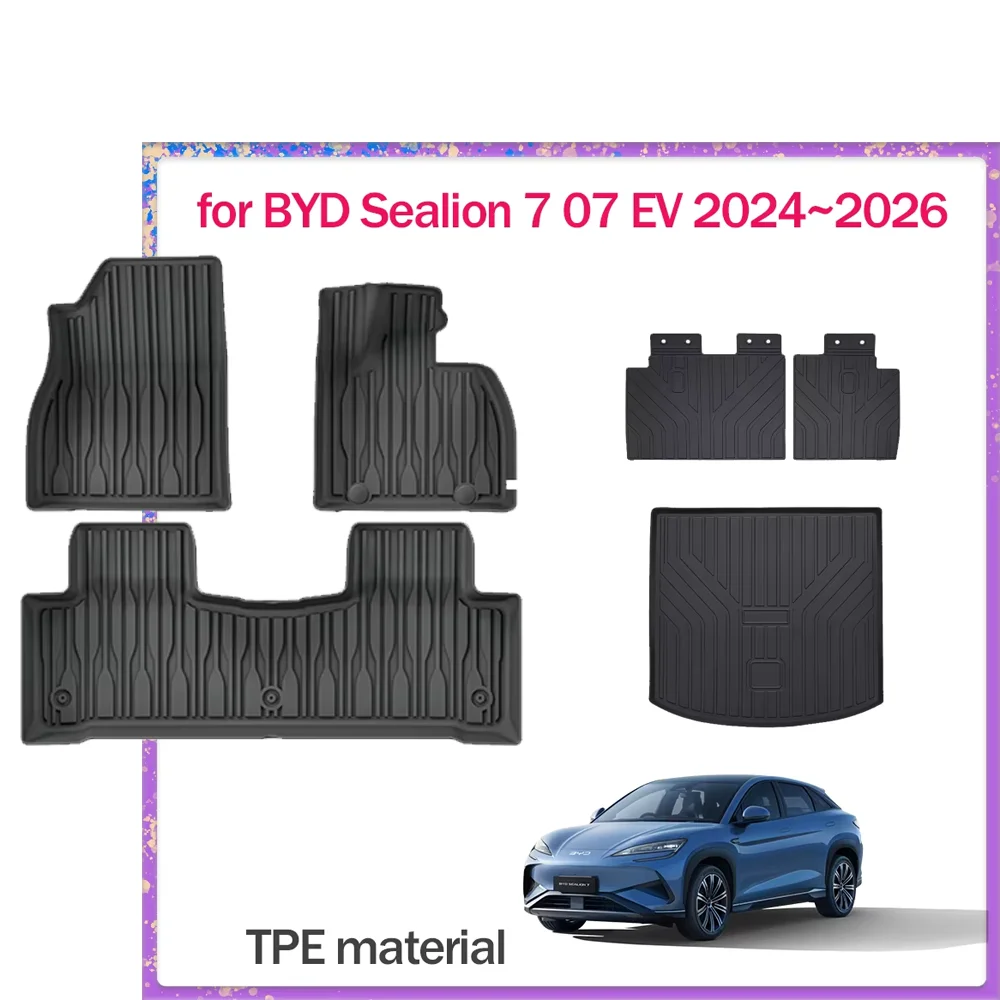 

Car Floor Mat for BYD Sealion 7 07 EV 2024~2026 2025 TPE Foot Liner Waterproof Trunk Seat back Pad Carpet Custom Part Accessorie
