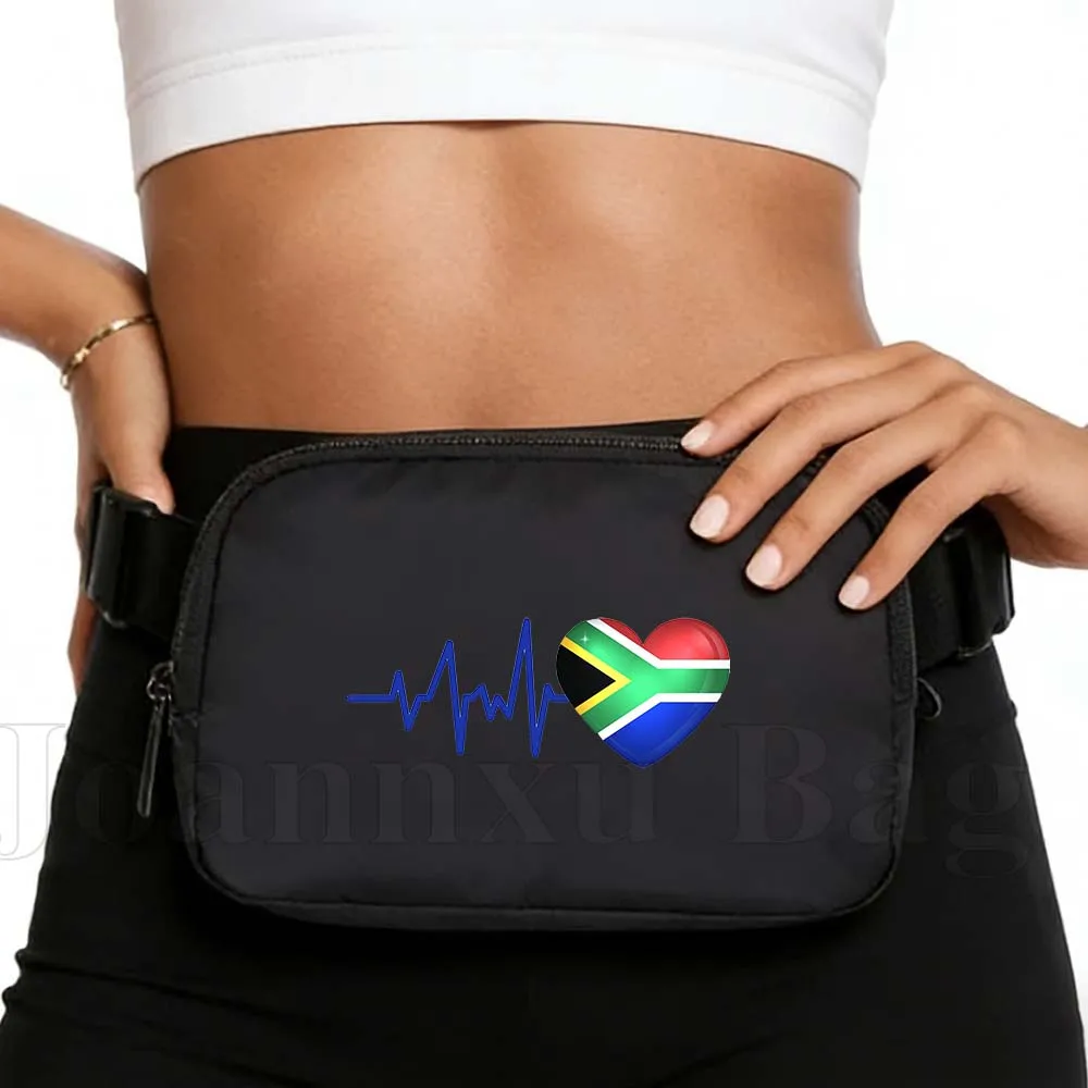 HEARTBEAT SOUTH AFRICA FLAG Running Pack Waist Pouch Mobile Phone Elastic Sport Waterproof Close-fitting Fanny Pack Wallet Pouch