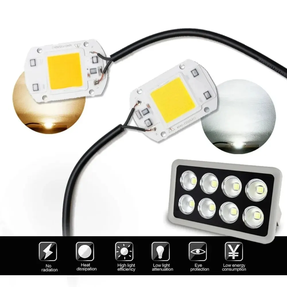 COB LED Chip Lamp Bead 20W 30W 50W Moduł LED 220V 110V Smart IC Nie wymaga sterownika dla majsterkowiczów Reflektor punktowy LED Matrix Outdoor