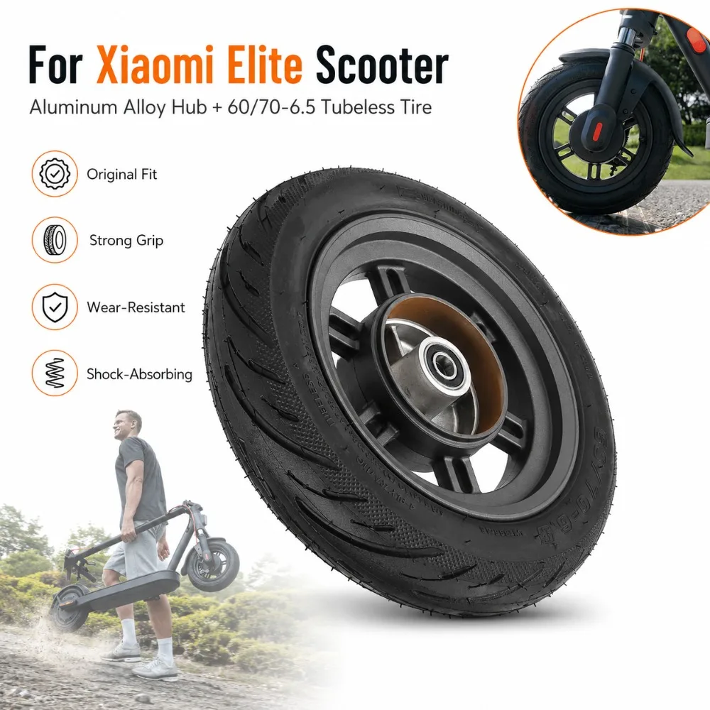 Image of Radbaugruppe für Xiaomi Elite E-Scooter, originales spezielles vorderes Hilfsrad, Radnabe aus Aluminiumlegierung + 60/70-6,5 Vakuumreifen