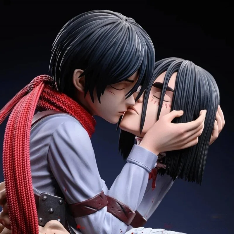 Attack On Titan Head Hugging Kiss Of Death Mikasa Ackerman Anime Figures Two Person Statue Anime Model Ornament New Year Gift