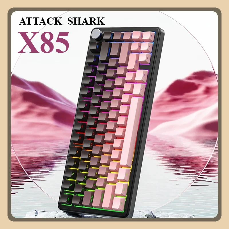

Attack Shark X85 Mechanical Keyboard RGB 3 Mode Wireless Bluetooth Hot-Swappable Sideway Keycaps Gaming Backlight Aluminum PC
