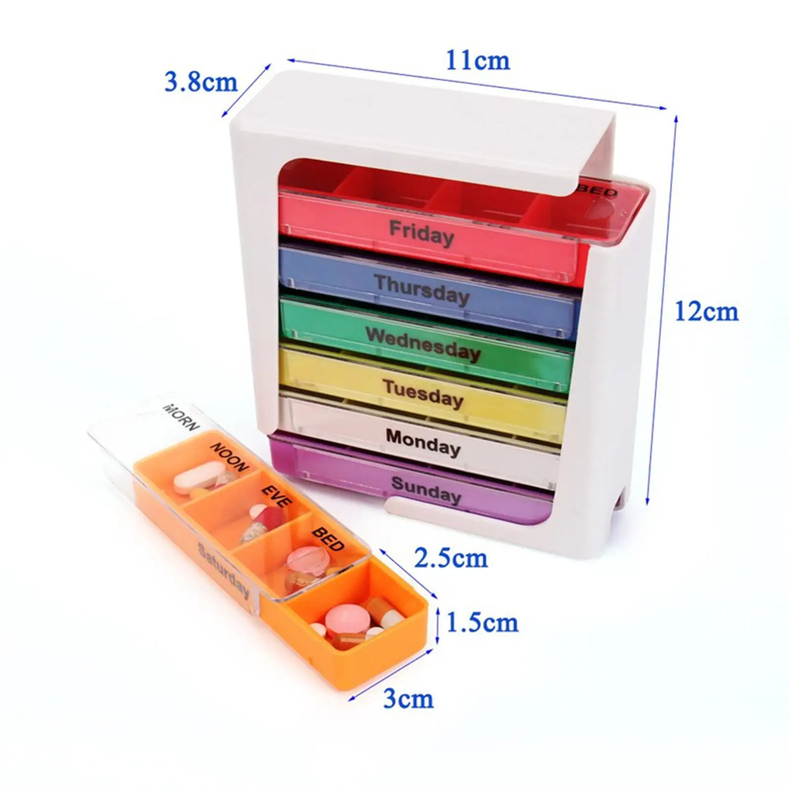 

Pill Storage Box Organizer Small Cute Design Weekly Pillbox Plastic Pill Case for Travel Medication Health Management
