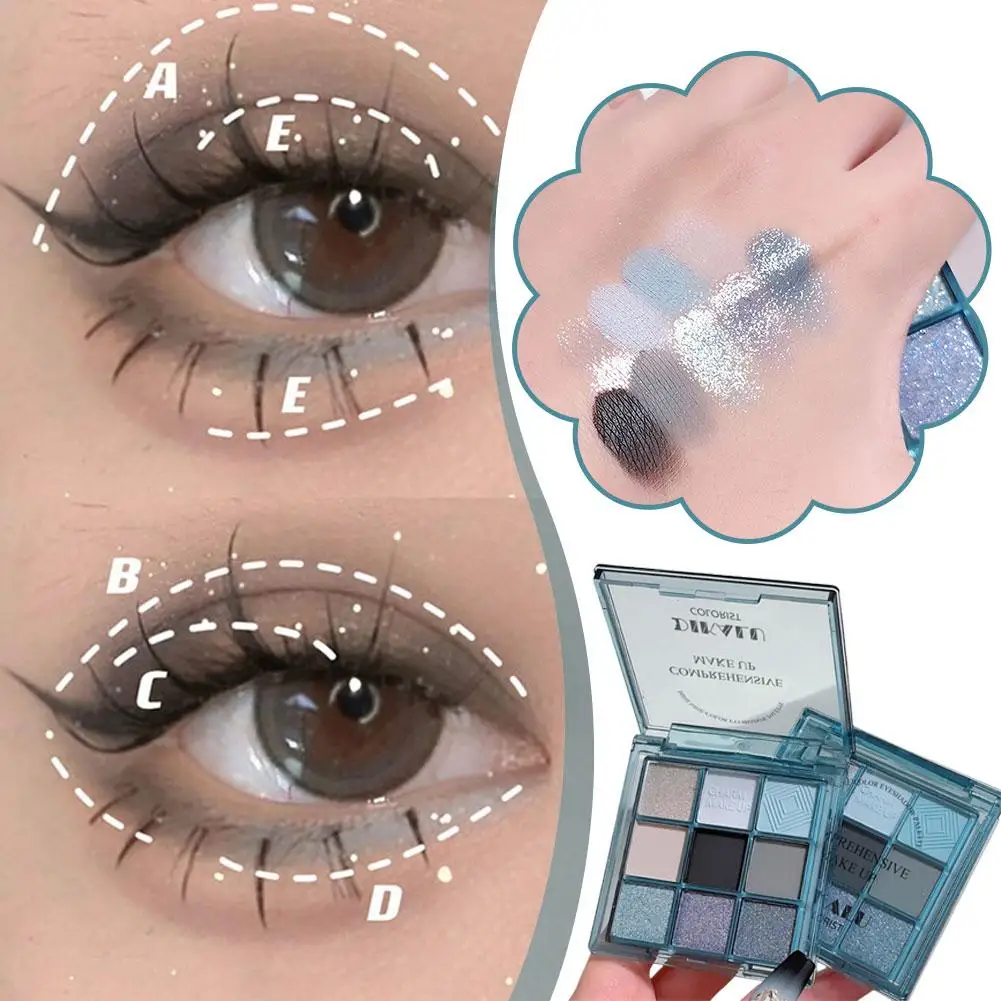 Blauw Negen Kleuren Oogschaduw Palet Parelmoer Matte Langdurige Make-Up Oog Smokey Waterdichte Glitter Oogschaduw J2g3