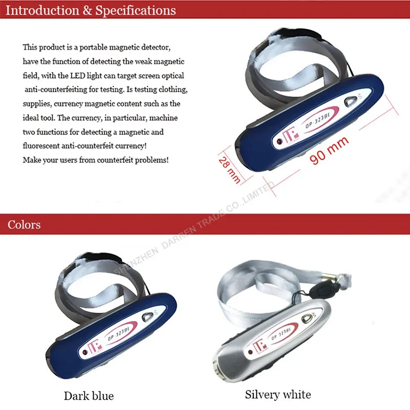 Hot selling DP-323BE New portable magnetic detector Mini key Counterfeit Money Detector 2 in1 Keychain