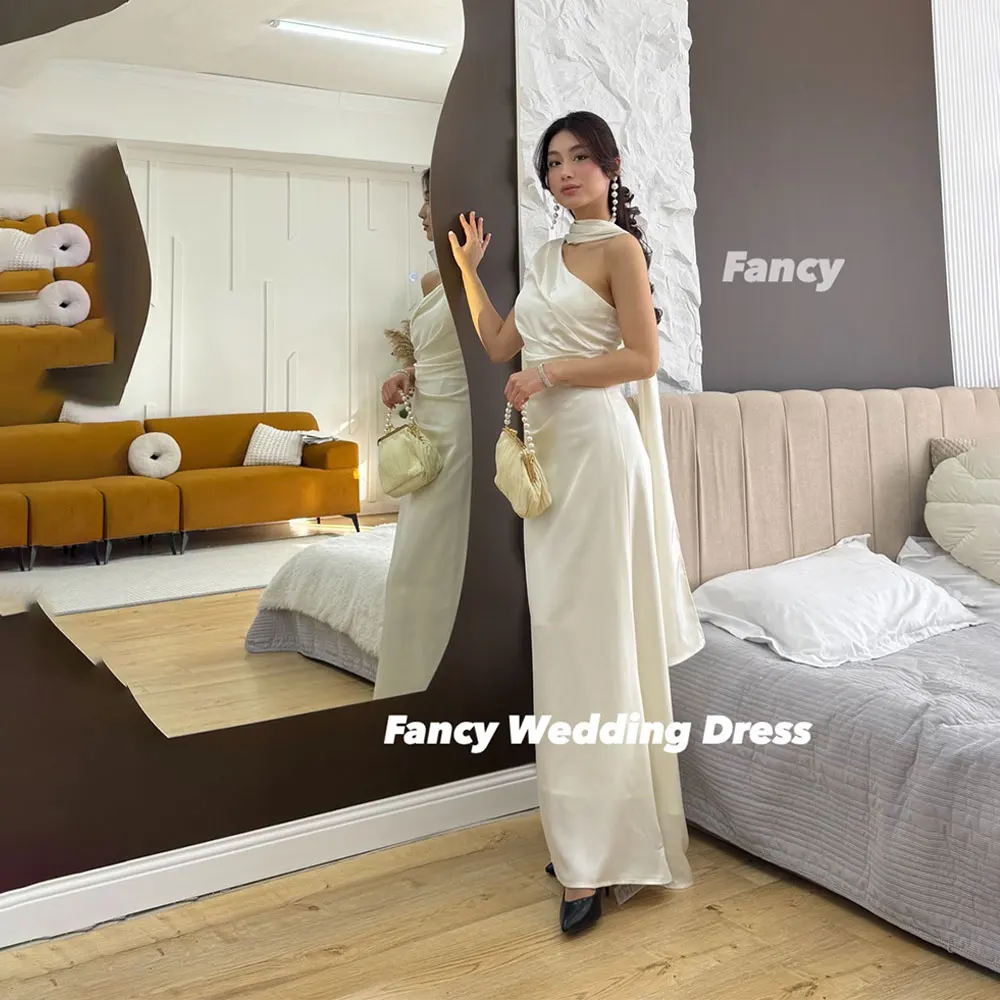 فستان سهرة أنيق بكتف واحد في المملكة العربية السعودية فستان حفلات من الساتان الناعم بسحاب خلفي لحفلات أعياد الميلاد حسب الطلب