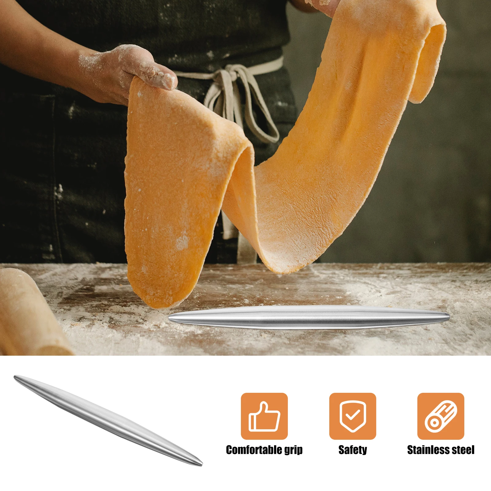 

Stainless Steel Rolling for Baking Small Roller Sticks Pizza Dumpling Pastry Biscuit