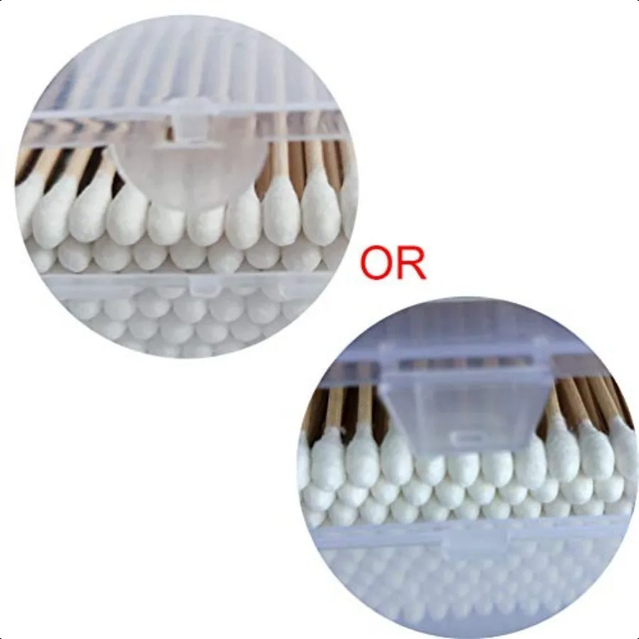 400本入り木製綿棒、天然木使用、化学薬品不使用、強力な吸水性コットン