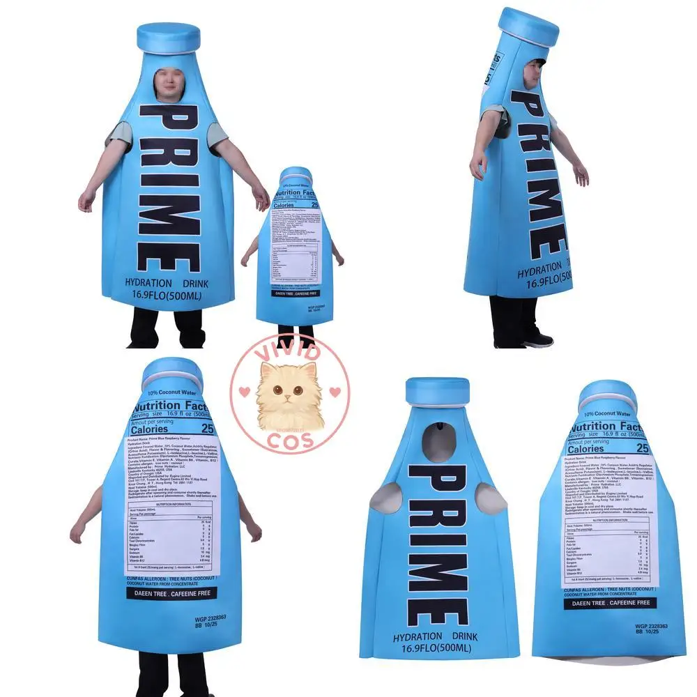 

Halloween Party Performance Cosplay Costume Funny Prank Outfit Beverage Bottle Role Play Blue Jumpsuit for Anime Halloween Party