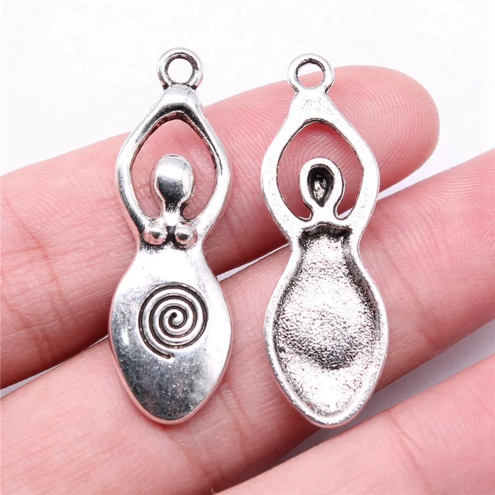 10pcs/lot 39x13mm Goddess of Fertility Charms For Jewelry Making Antique Silver Color 1.54x0.51inch