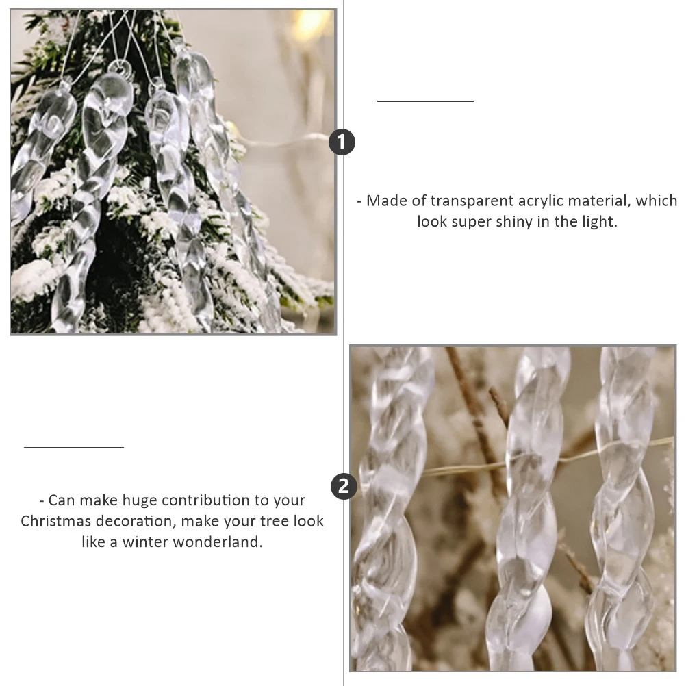

24pcs Christmas Tree Hanging Pendant Acrylic Drop Ornament For Party Transparent Diy Decorative Supplies Holiday Home