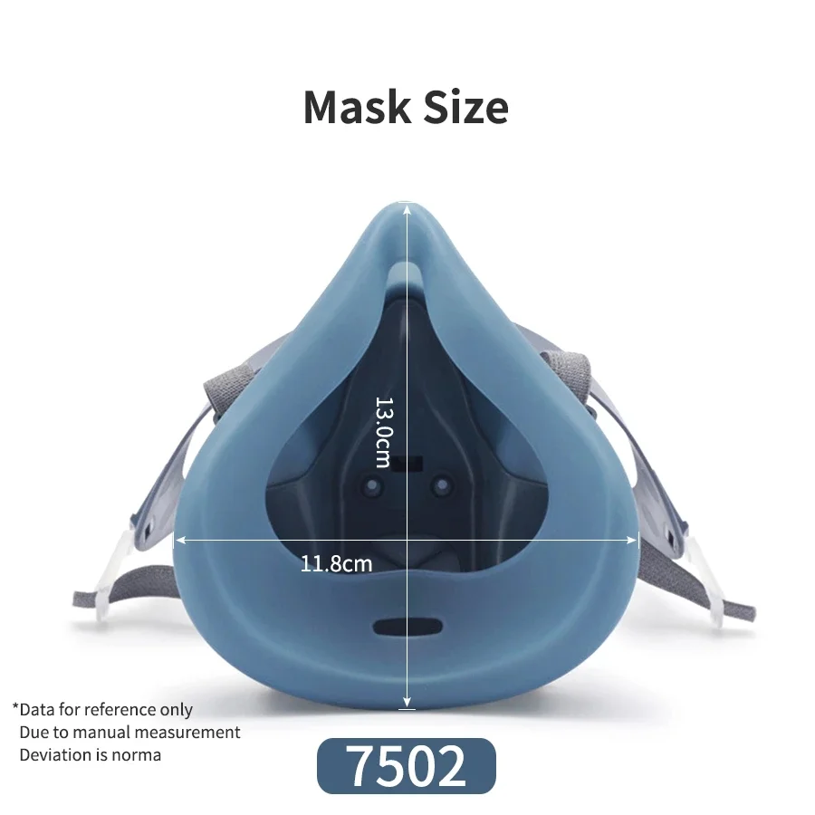 7502 Half Face Mask Silicone Material Soft Advanced Silicon Cool-flow Valve Breathing Dual Mode Chemicals Work PPE Safety Pro