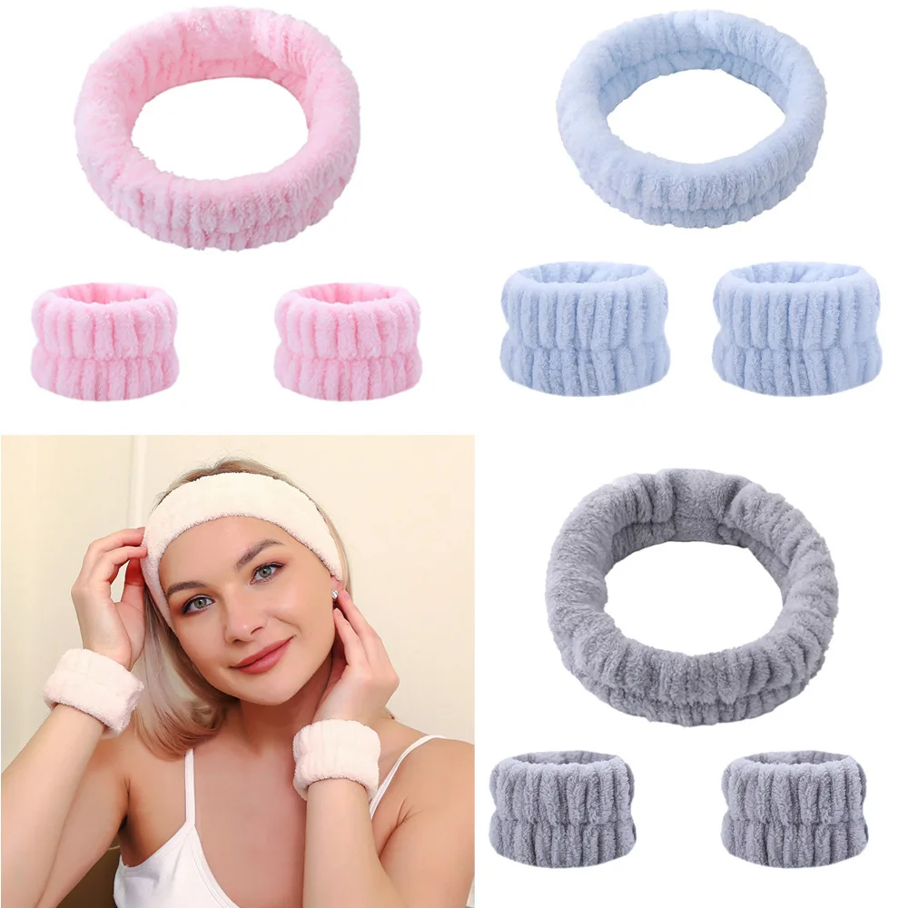 Wrist Washband Microfiber Wrist Wash Towel Band Wristband Scrunchies for Wash Face Absorbent Wrist Sweatband for Women Headband