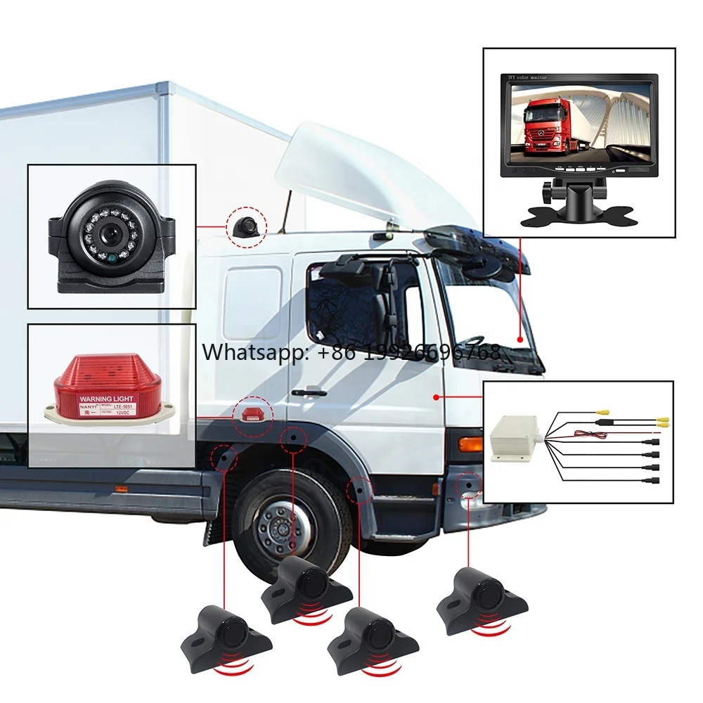 

Parking Sensor System Bus Truck Trailer Camera Right Side Blind Spot Alarm Light 7 Inch Monitor Radar 4 Truck Parking Sensor man