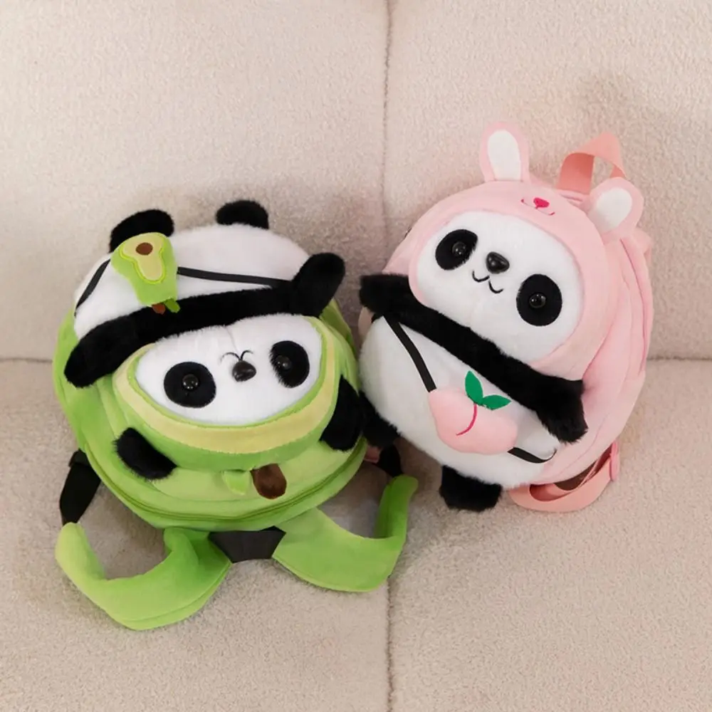 Large Capacity Panda Plush Backpack Cute Plushie Doll Kids Crossbody Fur Soft Shoulder Bag for Travel Party Girls Birthday Gifts