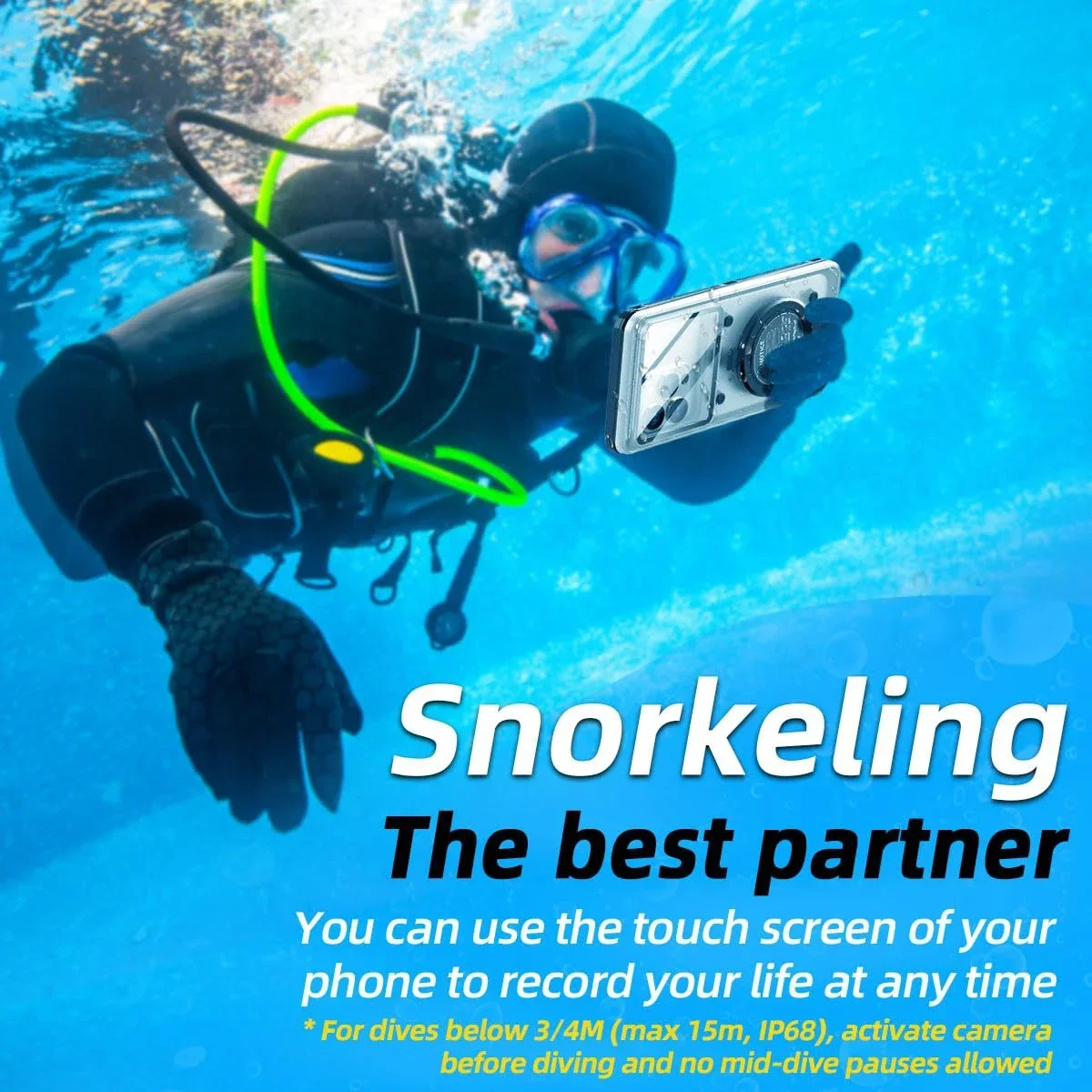 เคสโทรศัพท์กันน้ำ IP68 ปี 2025 สำหรับ iPhone17 16 15 14 13Pro Max Samsung S25 S24 แบบสากล พร้อมระบบตรวจสอบด้วยตนเอง สำหรับดำน้ำใต้น้ำ พร้อมถุงลมนิรภัย