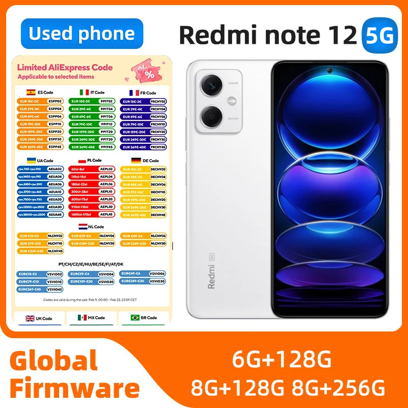 

Redmi note12 5G 6.67inch OLED Screen 48MP Camera 5000mah Battery Unlocked used phone