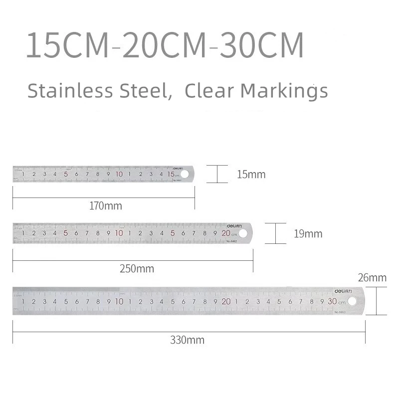10/20/30 CM Stainless Steel Ruler Thick Metal Measure Straight Rulers Non Deformation Clear Marking Tool For School Office