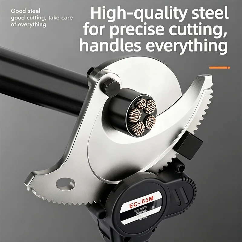 18V Electric Ratchet Cable Cutter Light and Fast EC-50M/EC-65M Cutting 50mm/65mm Cable Gear Type Scissors for Armored Cable ACSR