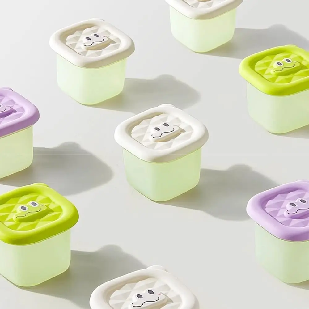 3/4/6 شبكة تصميم الطفل الغذاء صينية الفريزر مقاومة للحرارة شكل مربع حاوية تخزين المواد الغذائية الغذاء الصف سهلة الإصدار #4