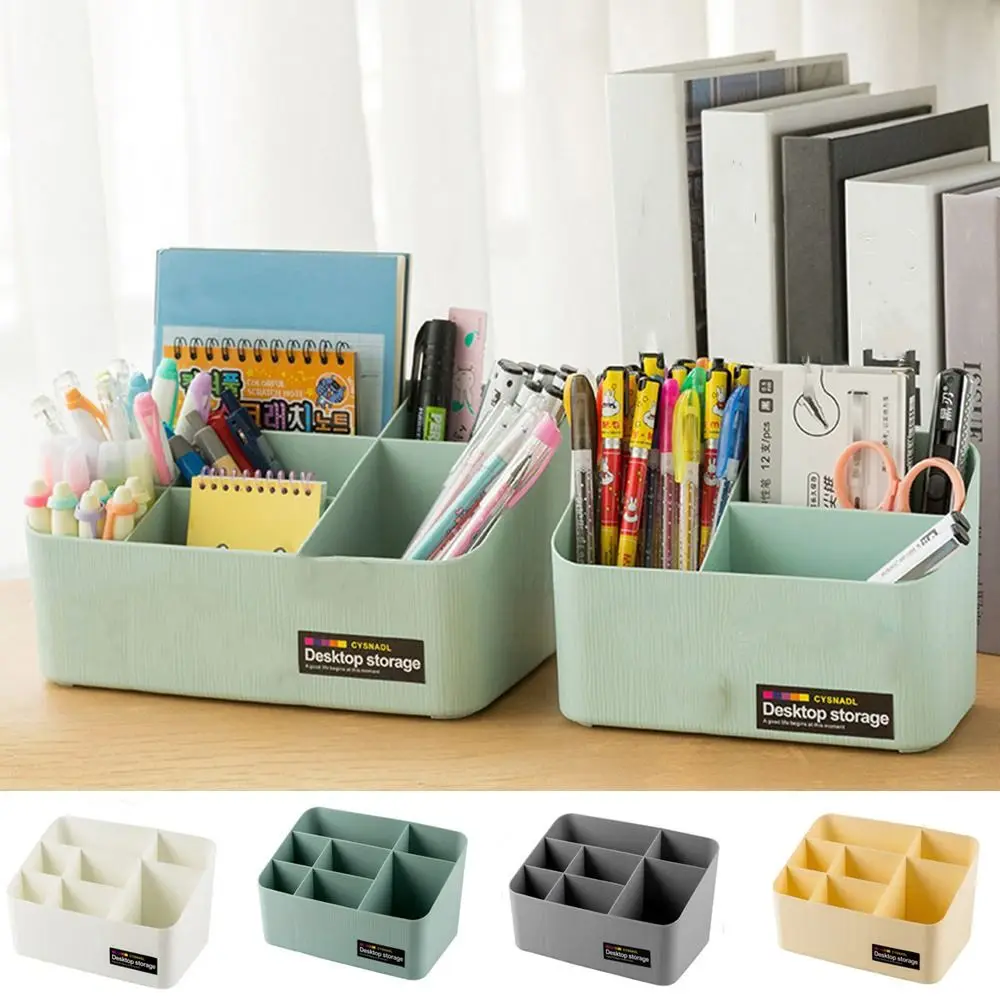 Creative Plastic Desktop Storage Box 3/7 Grids Space Saving Cosmetics Storage Case Large Capacity Pen Holder Office