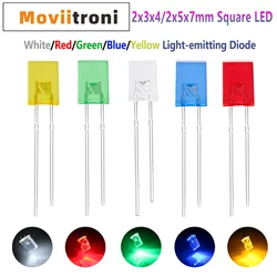 100pcs 2X5X7mm/2X3X4mm Square LED 257/234 White Red Yellow Green Blue Light Emitting Diode Multipurpose Electronic Lamp DIY Kit